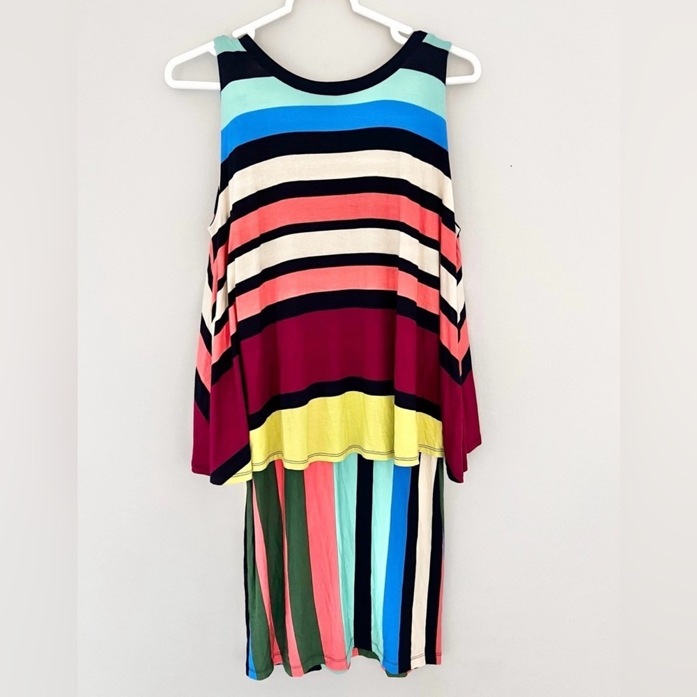 Anthropologie Maeve Layered Davina Dress Rainbow Stripe Size Small - Picture 5 of 5